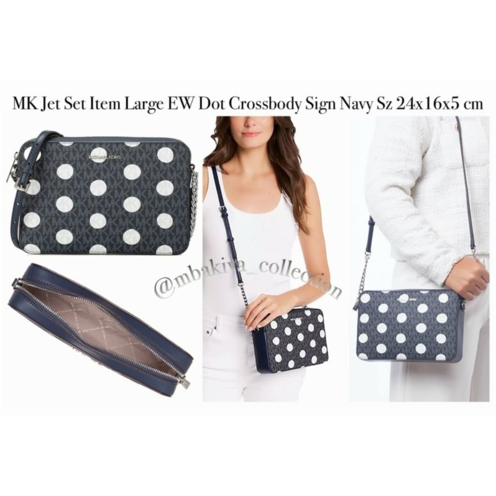 MK Jet Set Item Large EW Dot Crossbody Sign Navy