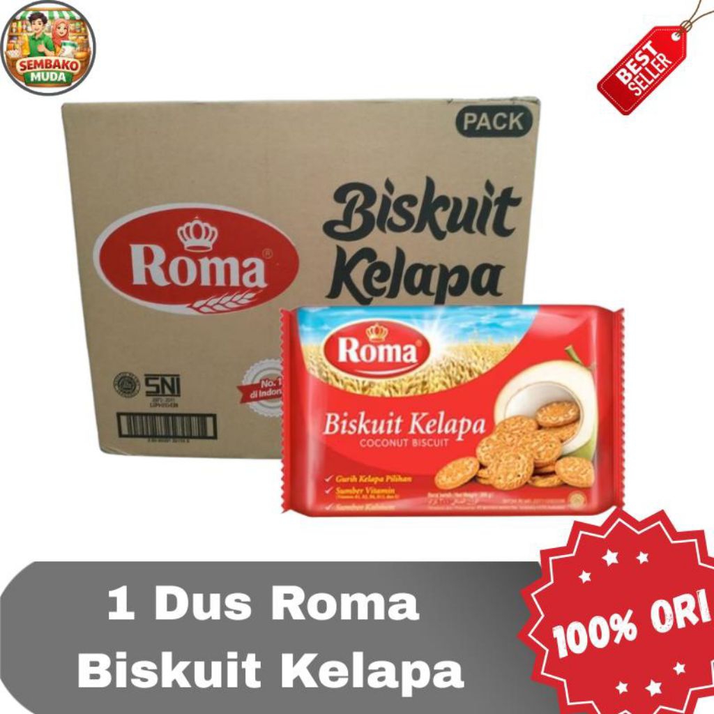 Roma Biskuit Kelapa 300gr – 1 Dus Isi 28 / Biskuit Kelapa 1 dus