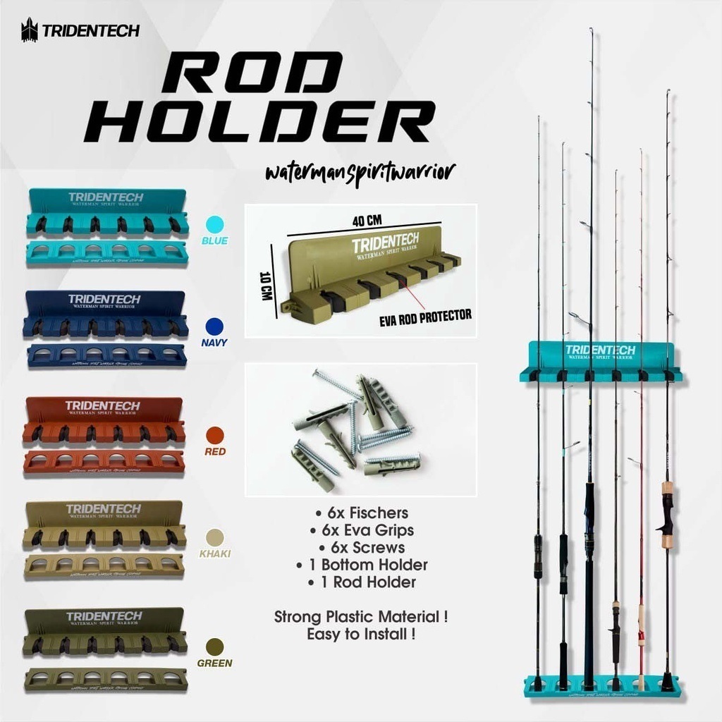 Rak joran pancing 6 slot vertikal Rod Holder TRIDENTECH rak pajangan joran pancing rak holder joran 