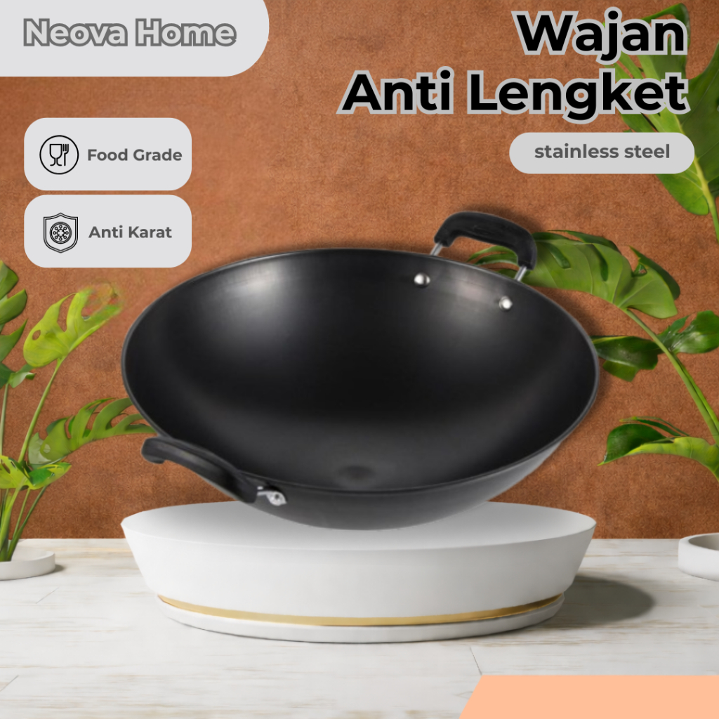 Wajan Penggorengan Anti Lengket Besi Hitam Serbaguna Wajan Besi Anti Lengket Multifungsi NEOVA HOME