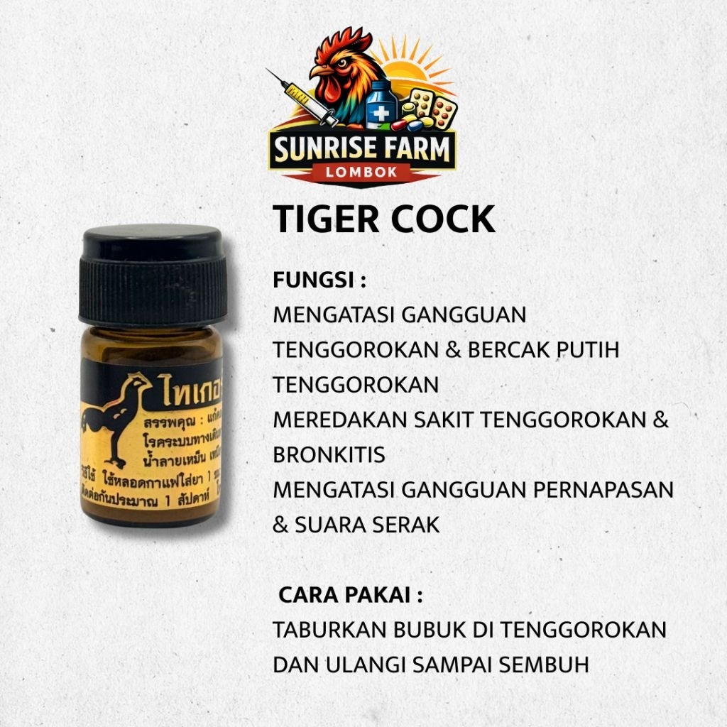 Tiger cock untuk goham dan segala infeksi tenggorokan / tigercock obat goham ayam
