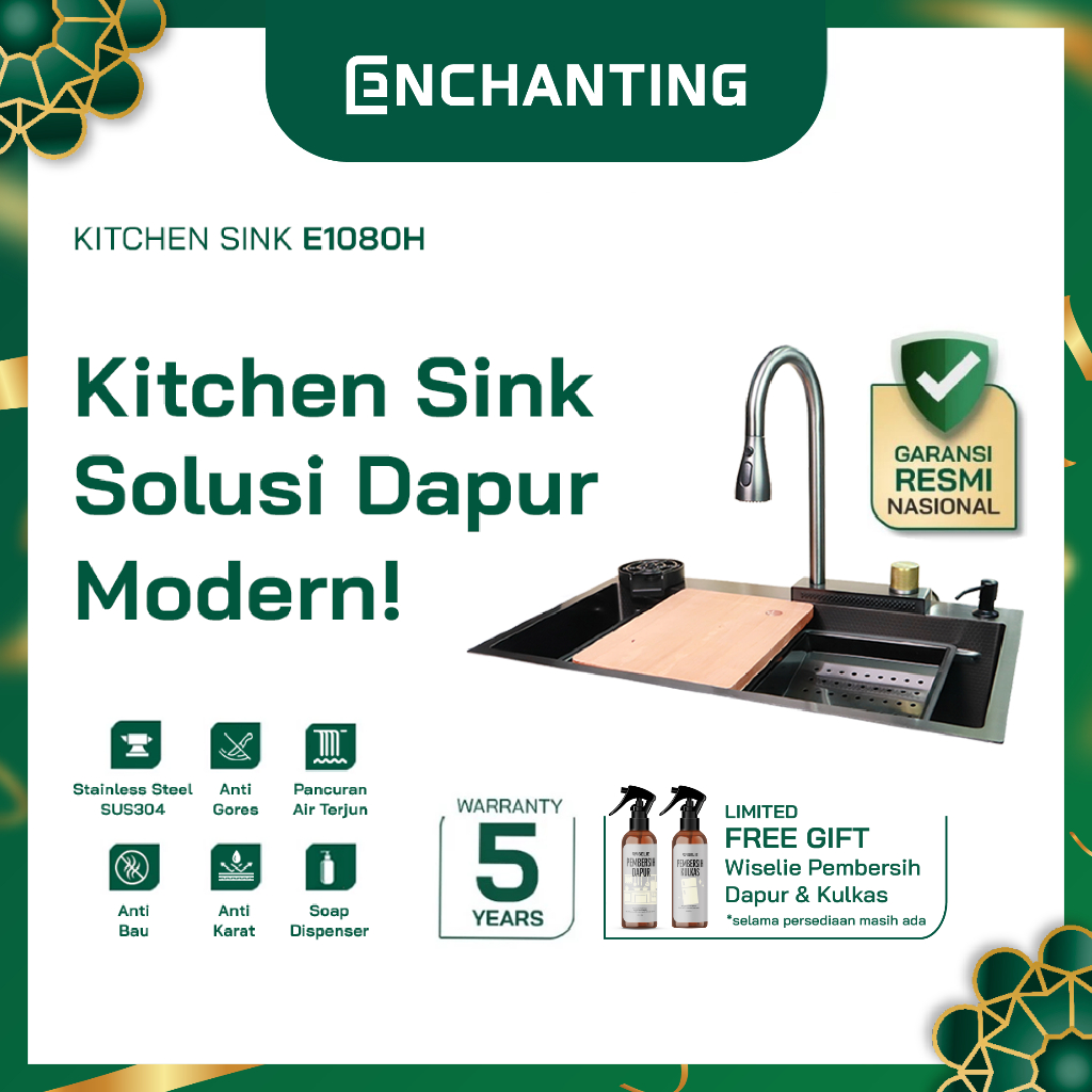 Kitchen Sink Bak Cuci Piring Dapur Stainless Europe Enchanting E1080