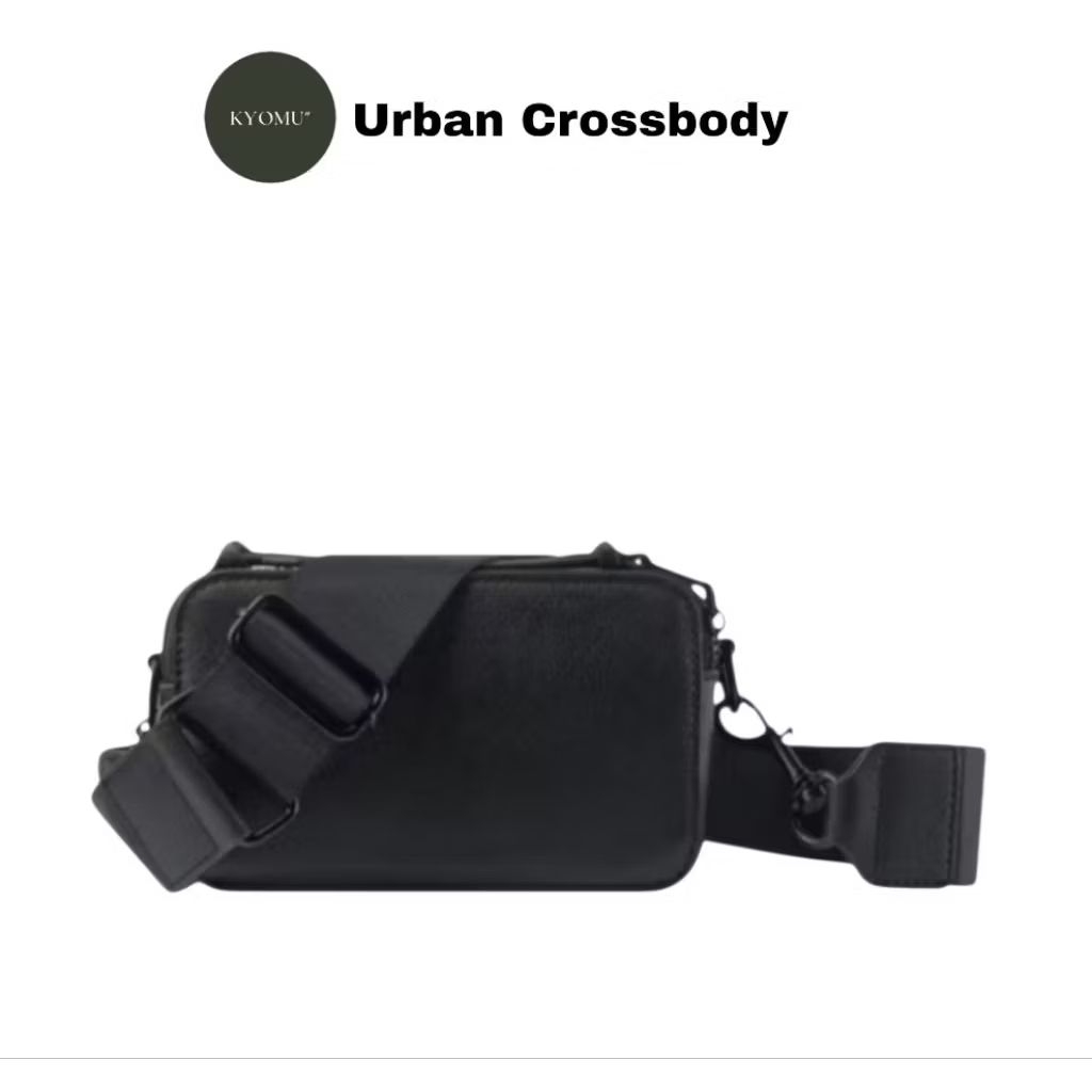 KYOMU" Tas Unisex Camera Snapshot Selempang Bag Fullblack Tas Leather Pu