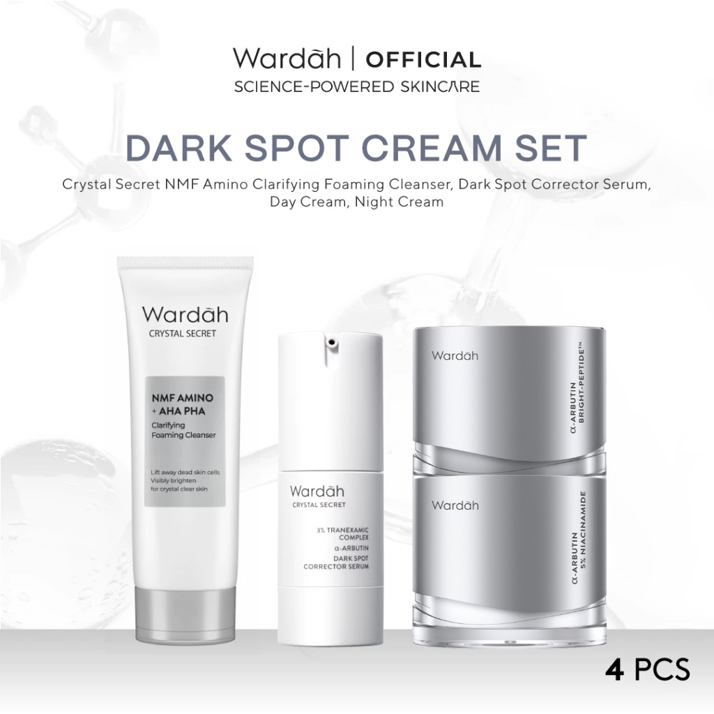 WARDAH Paket Essential - Azeclair Acne Care, Symradiance Niacinamide Brightening, Crystal Secret Dar