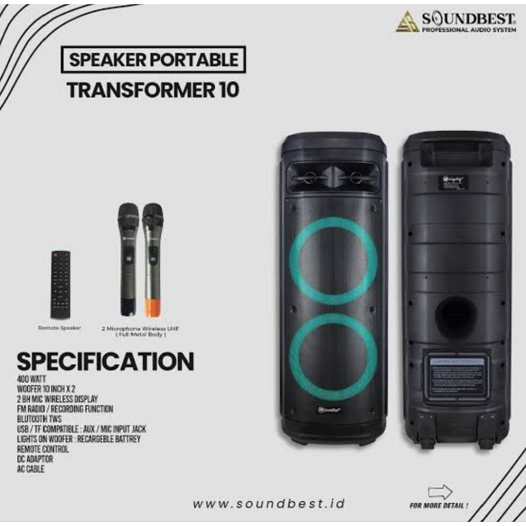 Speaker Portabel Wireless Soundbest TRANSFORMER 10 bisa bluetooth