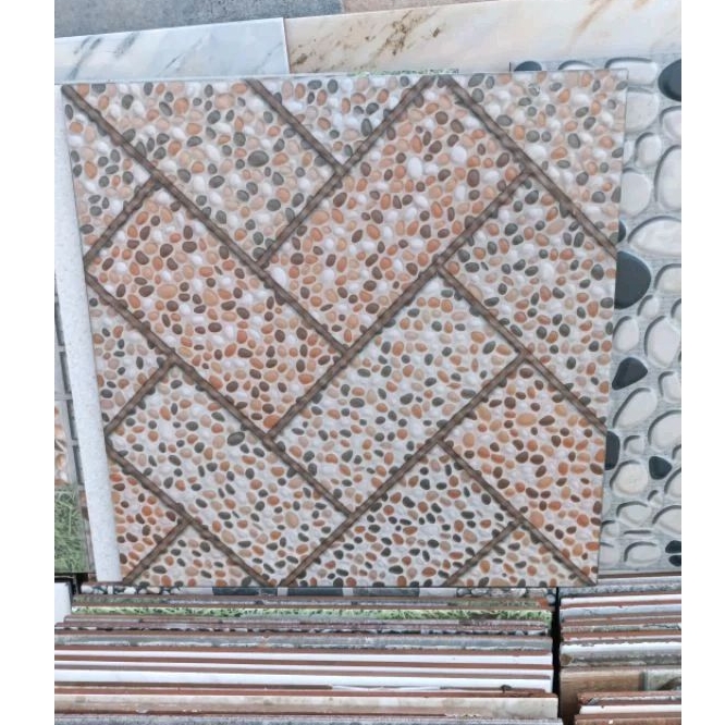 KERAMIK KASAR GARASI 40X40 GARASI BATU CORAL COKLAT