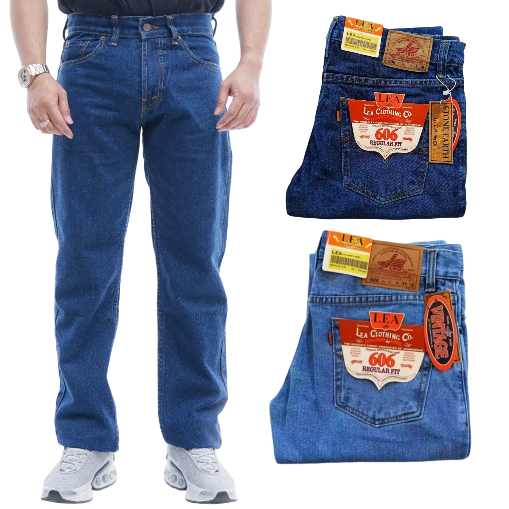 Celana Jeans LEA 606 Reguler Fit Pria Panjang Original Denim Premium