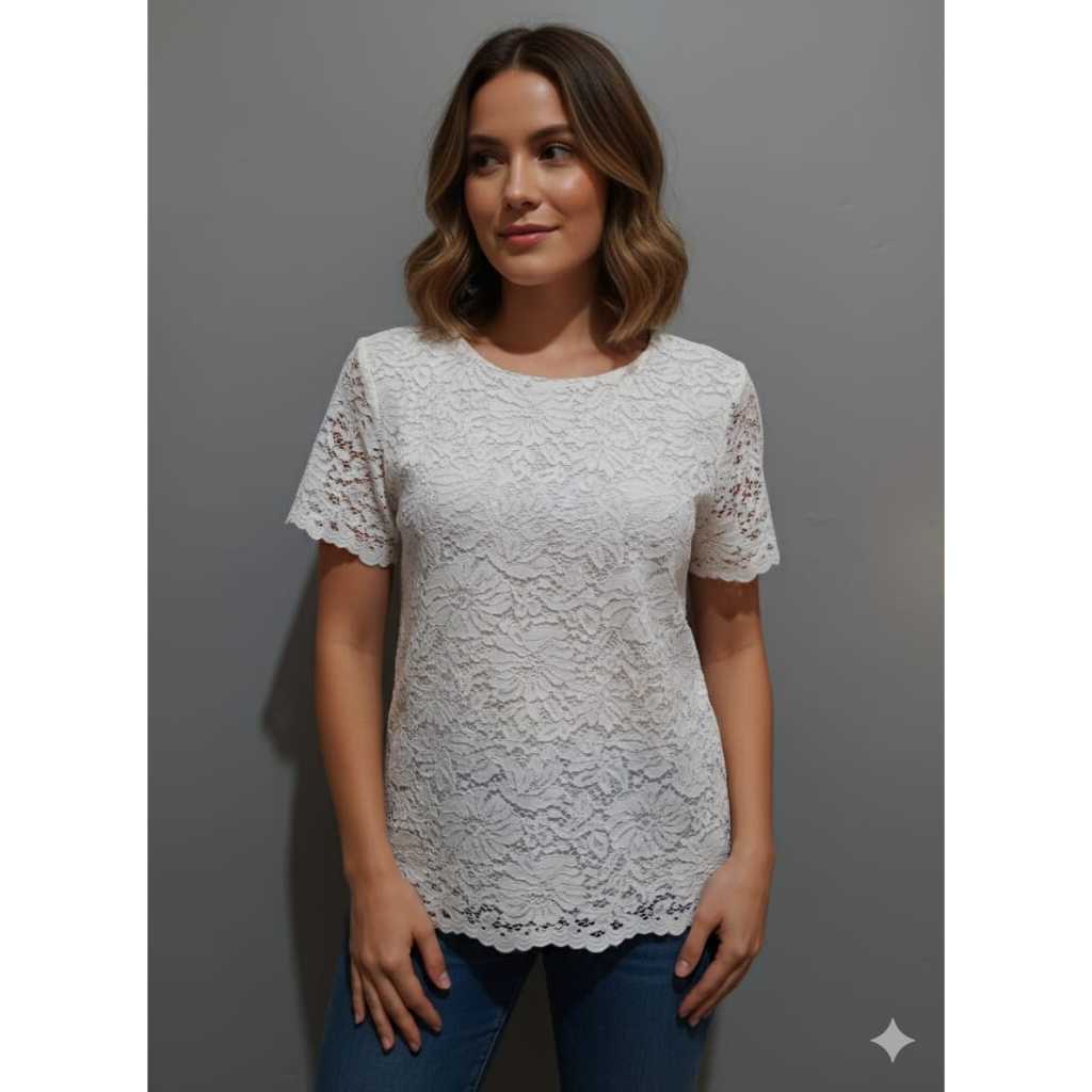 Blouse Brokat/Baju Atasan Wanita Lengan Pendek size S Preloved 50