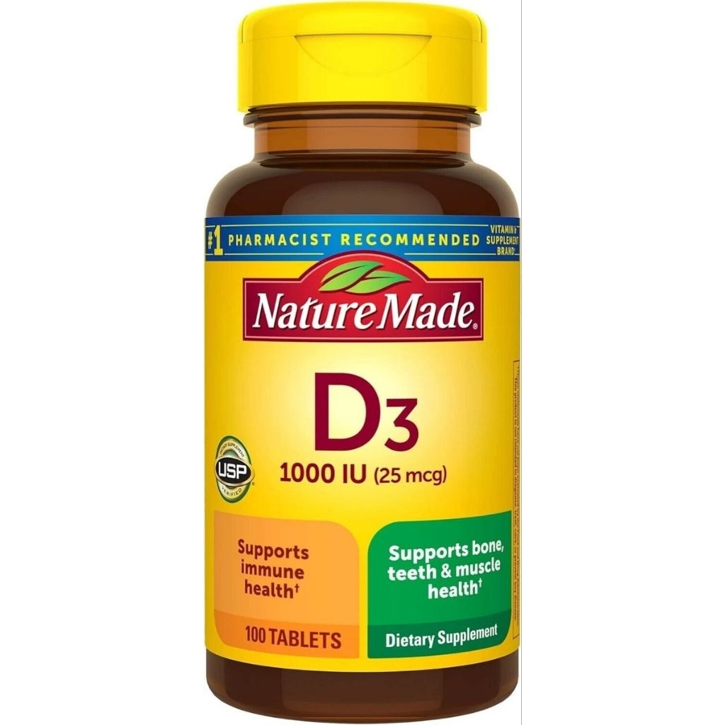 Nature Made Vitamin D3 1000 IU (25 mcg) Dukung Kesehatan Tulang & Imunitas