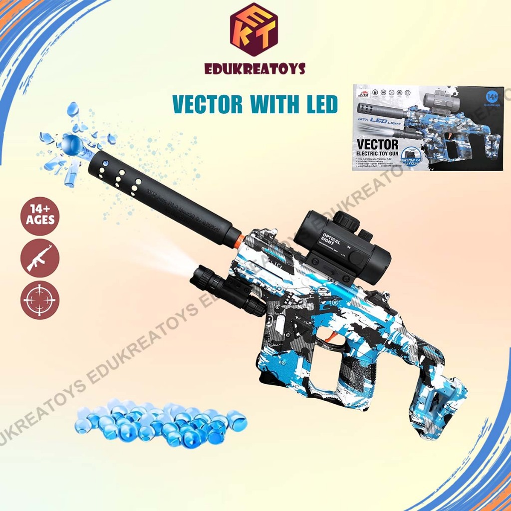 Tembakan Gel Kriss Vector elektrik 7.4v automatis mainan anak Ada Senter