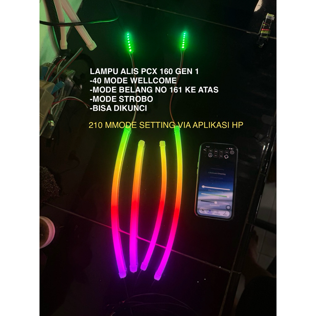 LAMPU ALIS PCX 160  GEN1  RGB MODE BELANG SETTING VIA APLIKASI 12V LAMPU ALIS PCX160