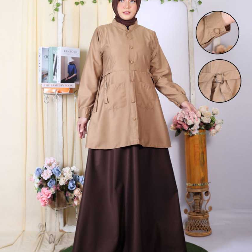 Gamis Pramuka seperti stelan  Bahan Toyobo Coklat tua muda dan hitam putih