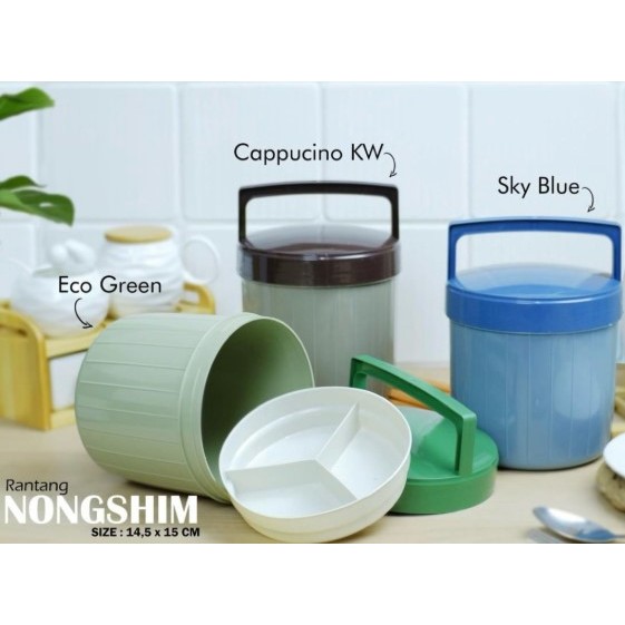TKKH SP RANTANG NONGSHIM RANTANG PLASTIK UNIK LUCU 3 SEKAT RANTANG WADAH NASI WADAH MAKANAN SERBAGUN