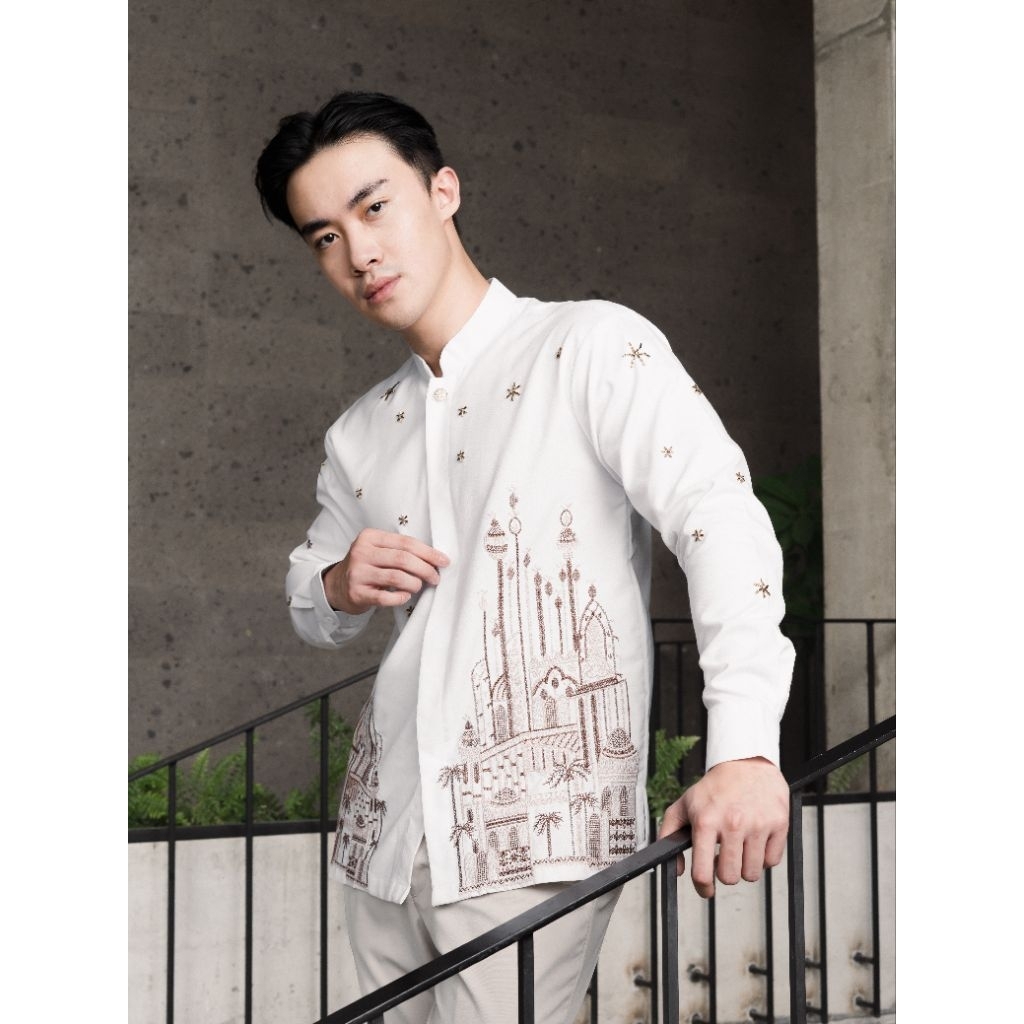 Kemeja Bordir Pria NUC.ID Zahir 02 (Putih)