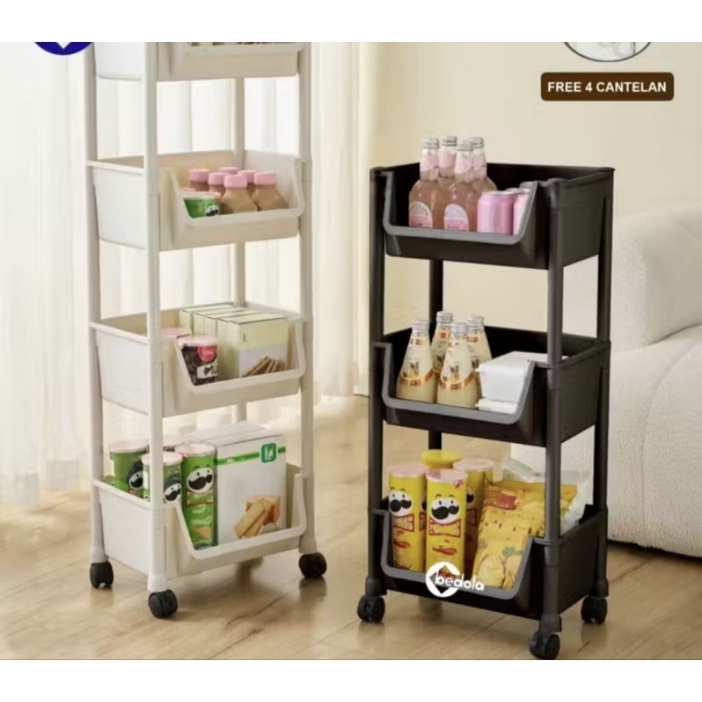 RAK DORONG PLASTIK DENGAN RODA  RAK SUSUN SERBAGUNA RAK PENYIMPANAN BUKU