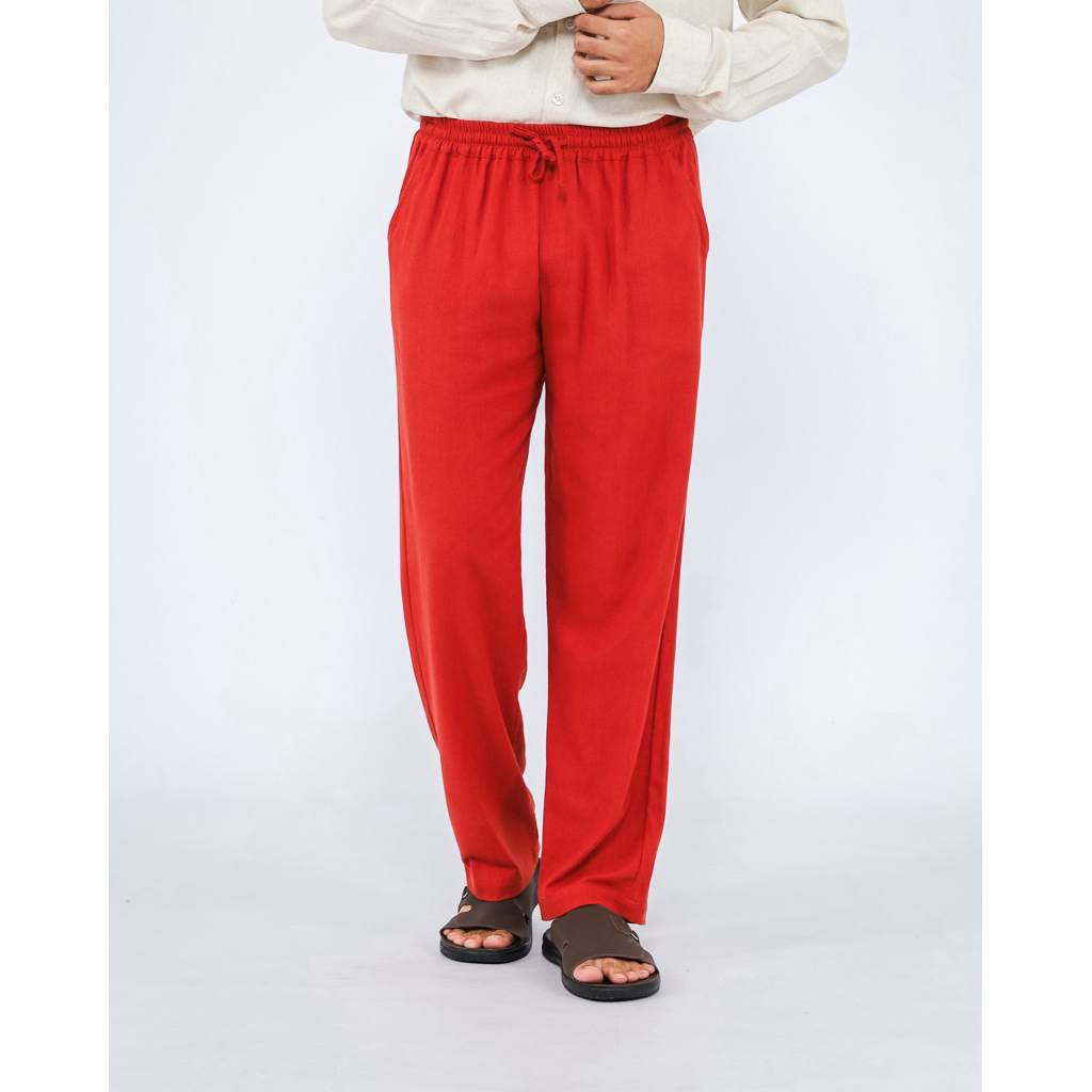 Ndoro Mens | Gabriel Linen Pants Rust | Celana Panjang Linen Pria | Bali Resortwear
