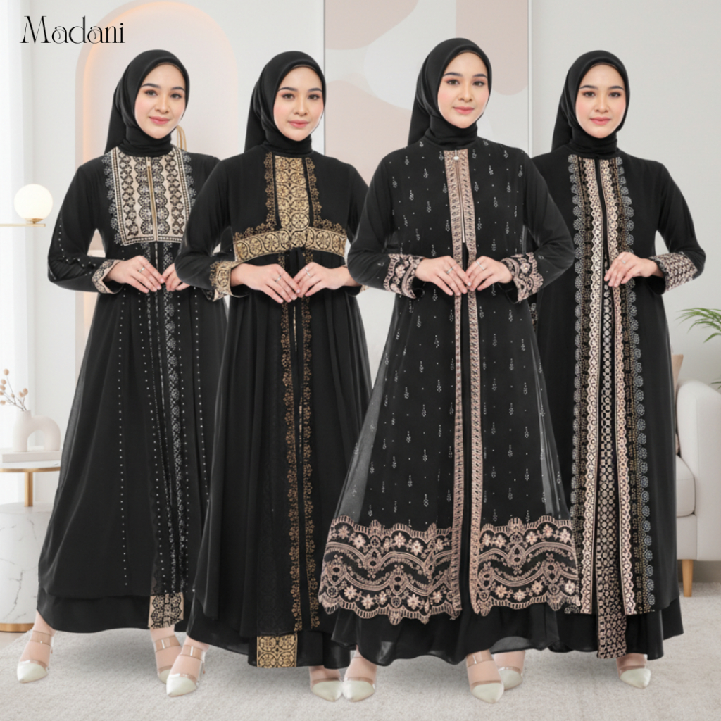 Gamis Abaya Dewasa Hitam Turki Mewah Jumbo Lebaran Terbaru 2026