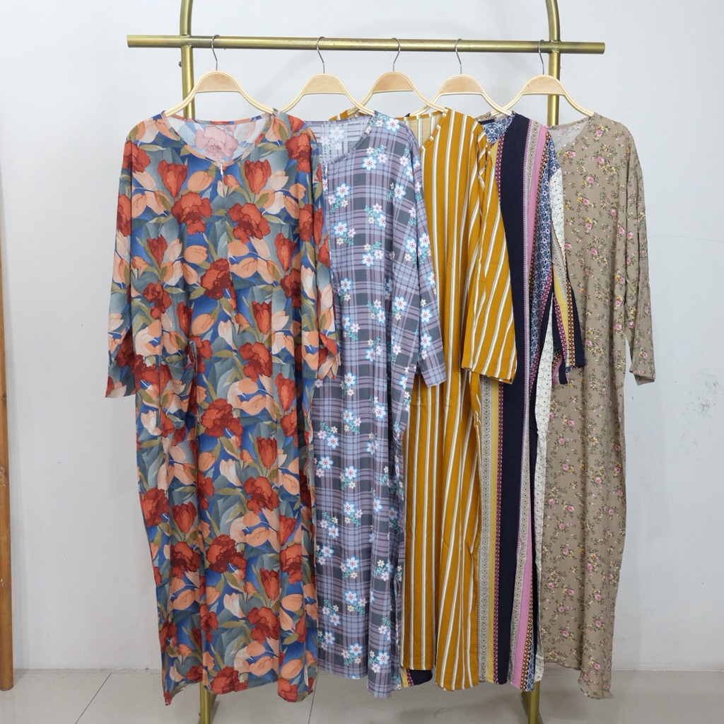Daster Gamis Jumbo LD 130cm Daster Lengan Panjang Gamis rayon