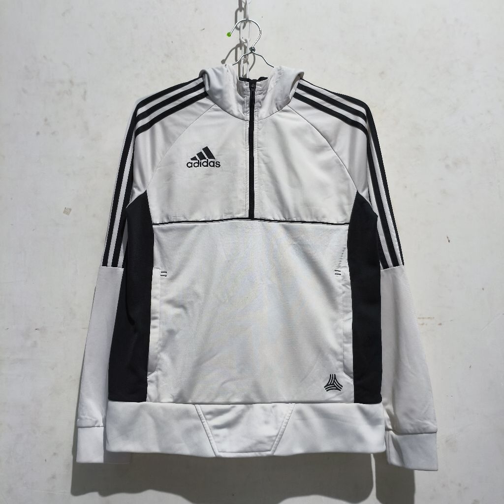 tracktop adidas halfzip putih strip hitam