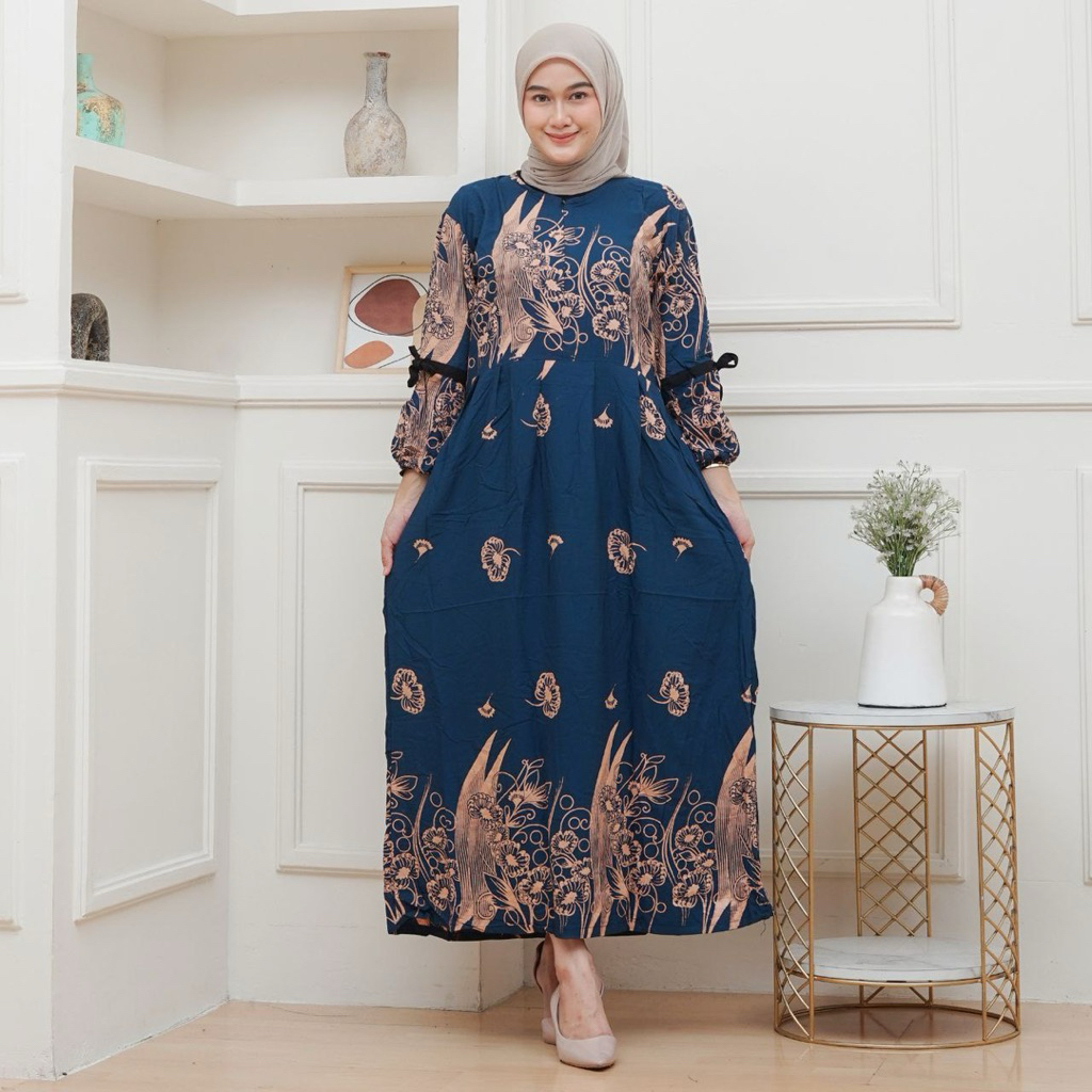 Daster Dress Rayon Rempel Busui Lengan Panjang Homedress Batik Pekalongan ori