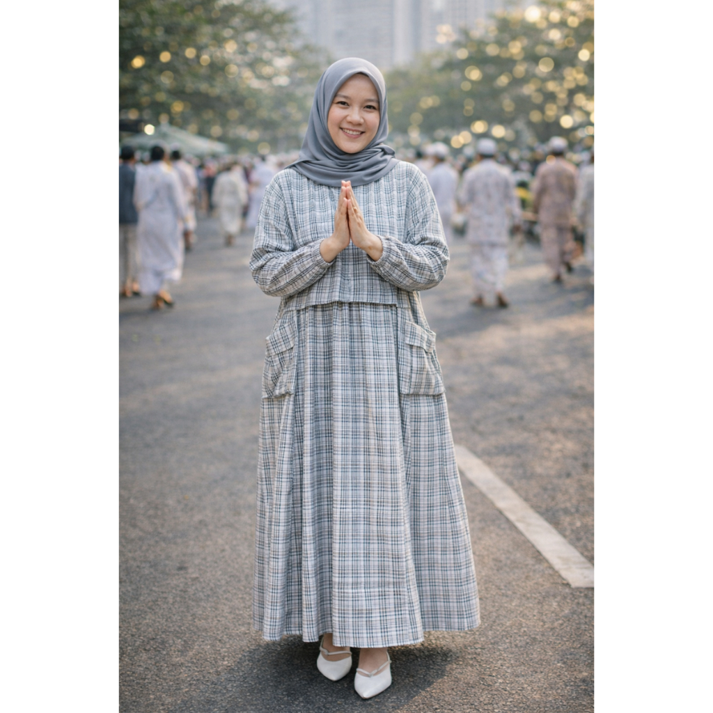 Gamis Katun Twill Premium motif kotak2