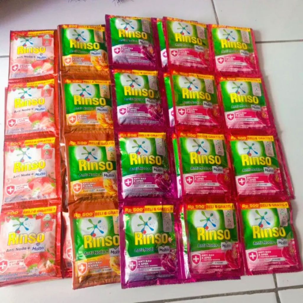 RINSO CAIR 500Rp sachet Efektif Menghilangkan Noda All Varian Random