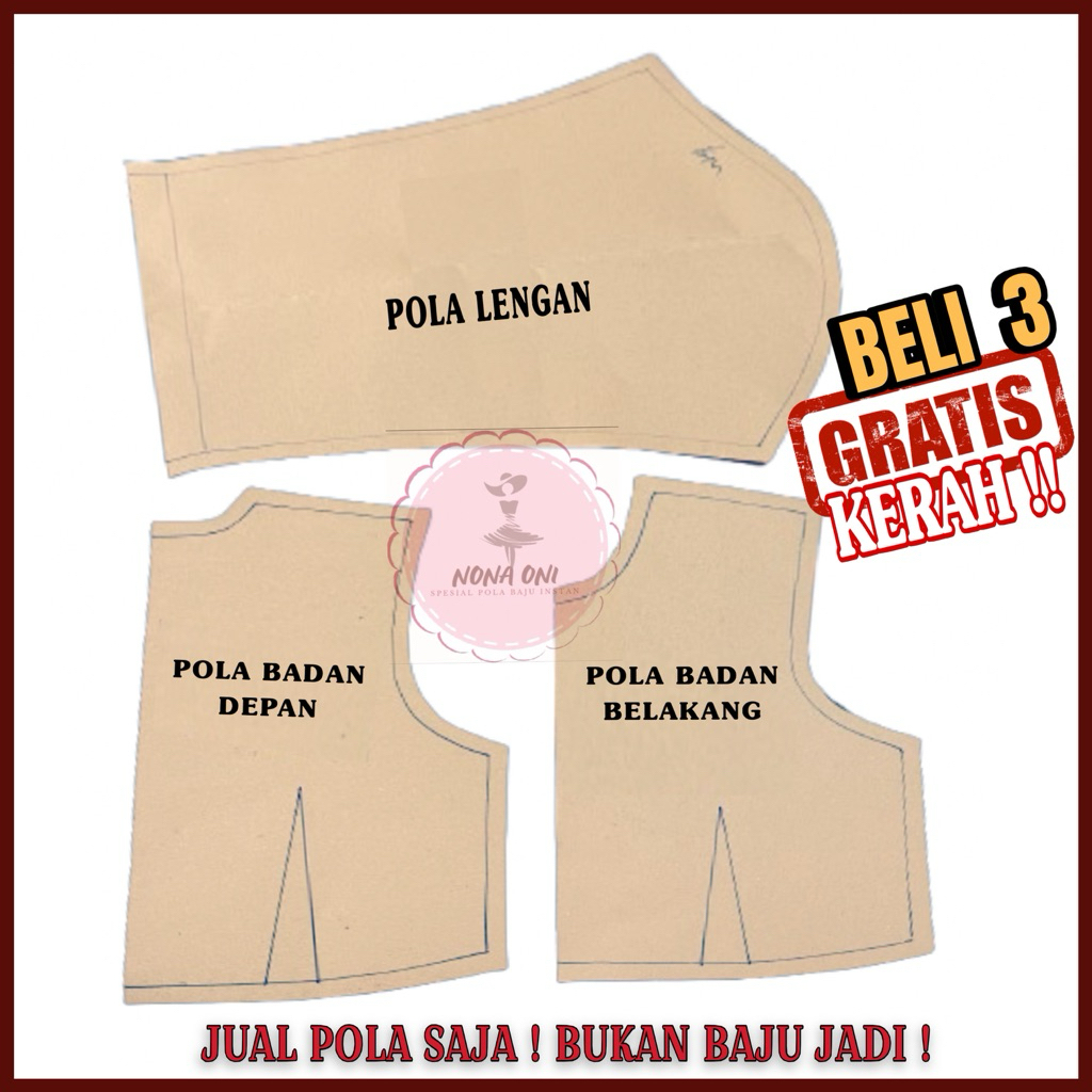 BISA COD- Pola Dasar Atasan Wanita - Pola Instan Dasar Atasan Wanita - Pola Baju instan siap langsun