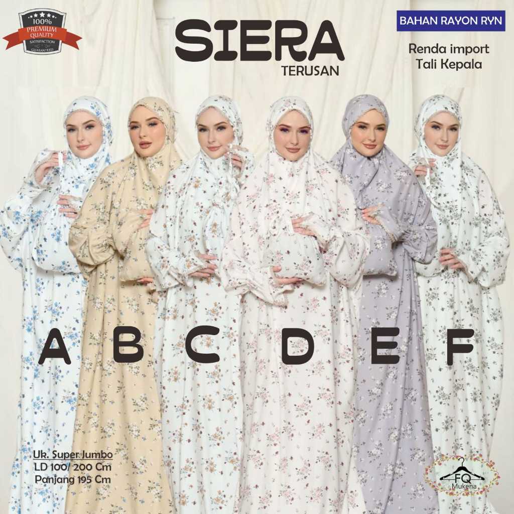Mukena Terusan SIERA Original FQ Mukena Dewasa Jumbo Super Premium Rayon RYN Motif Bunga Kecil Adem 