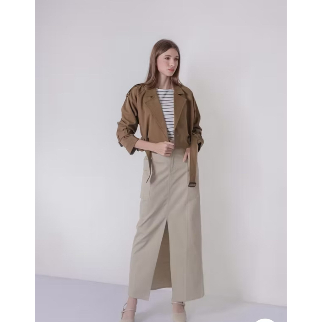 Trench Coat Korean Minimalis | Trench Jaket | Jaket Wanita