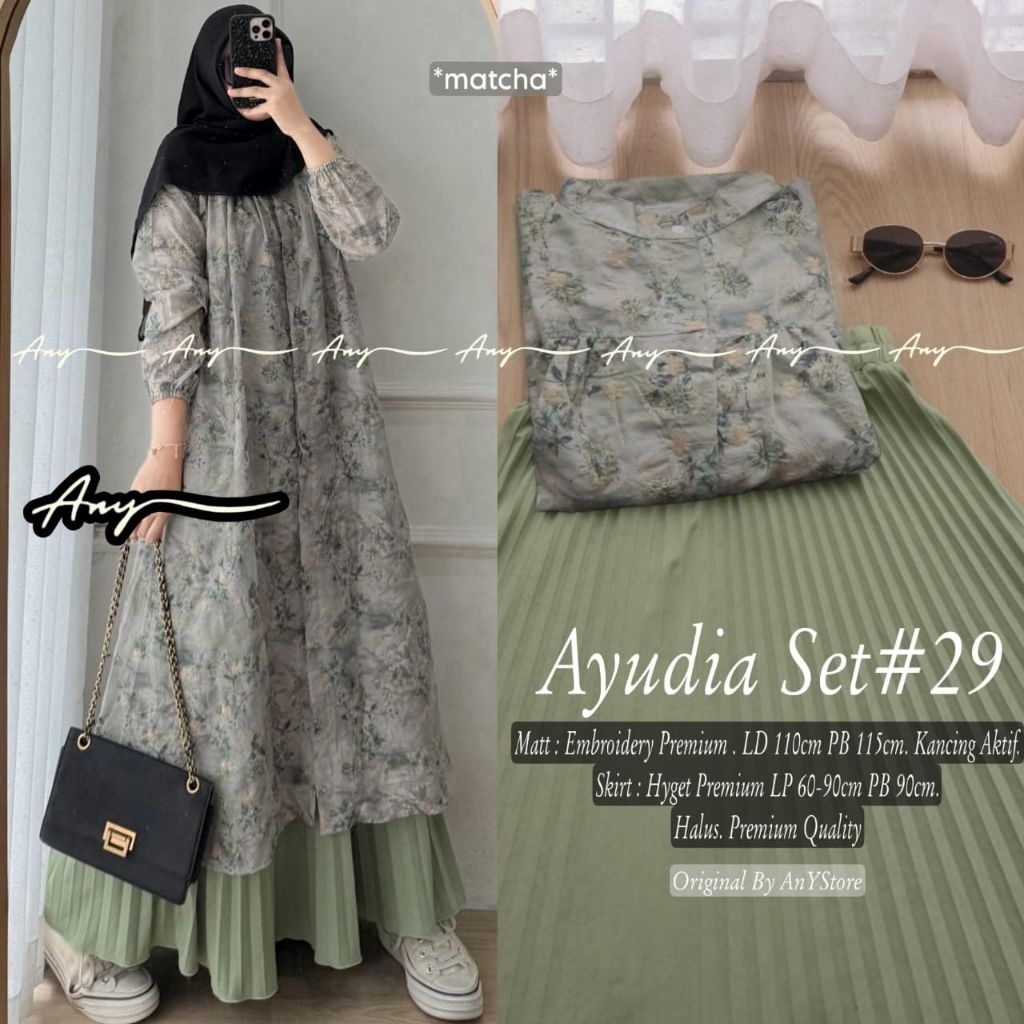 Any -Ayudia #29 Setelan Wanita Embroidery X Hyget Premium -Kancing Aktif