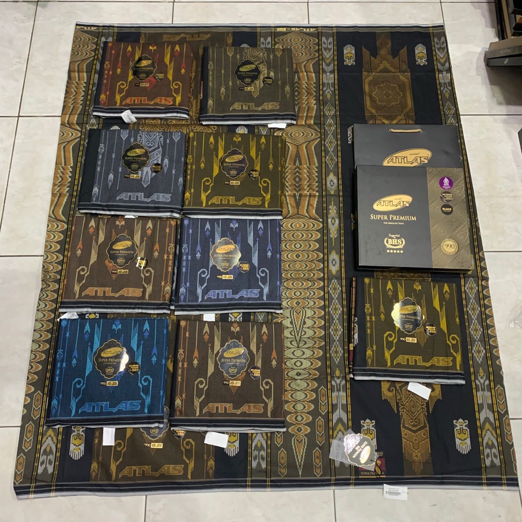 SARUNG ATLAS SUPER PREMIUM JACQUARD 990 BLACK SERIES Kualitas Gold