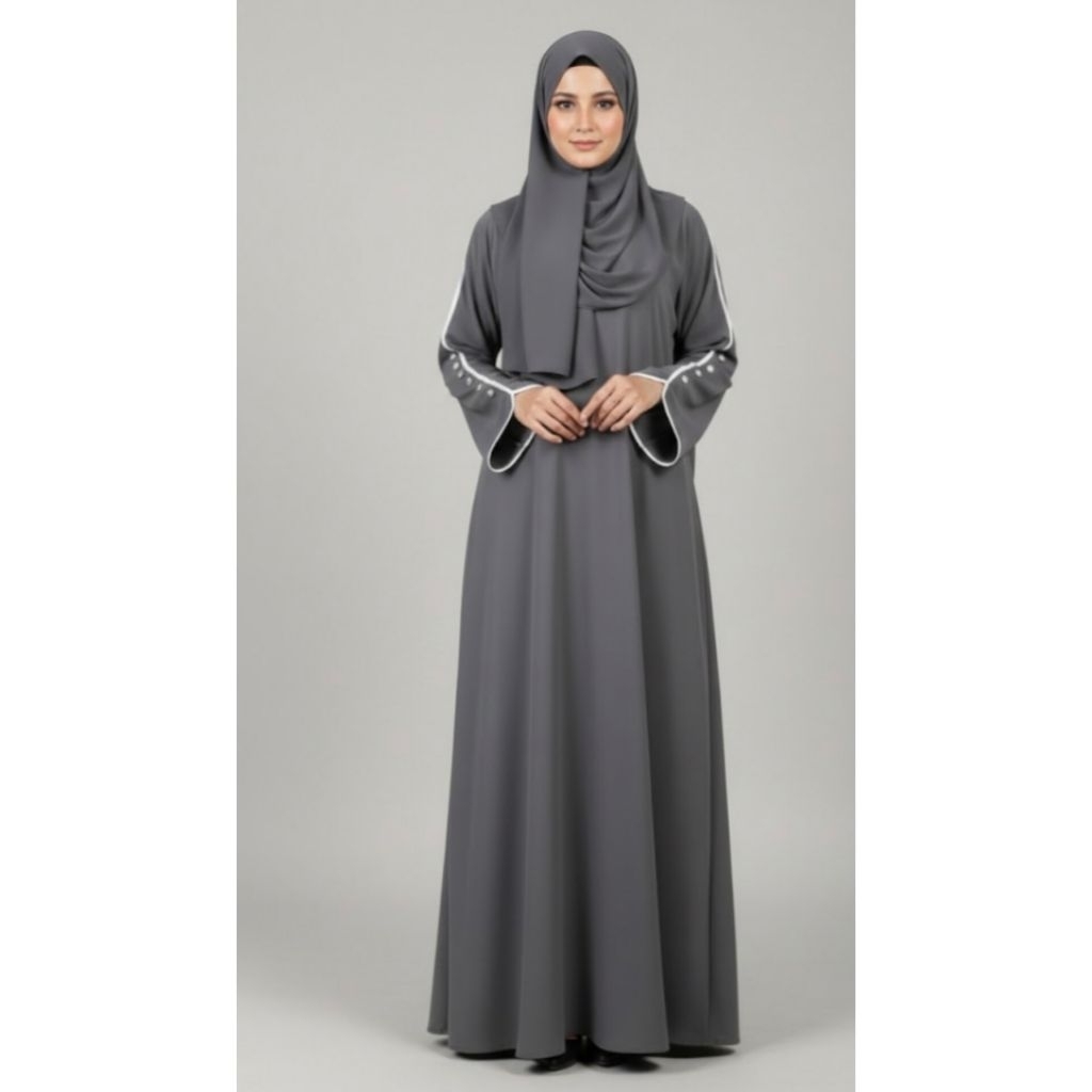 Abaya Inara kancing Crinkle/Abaya Set Phasmina/Gamis Crinkle Set Jilbab/Abaya kekinian