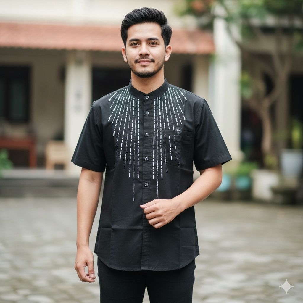 Ilnaaf Baju Koko Dewasa Lengan Pendek Katun Motif