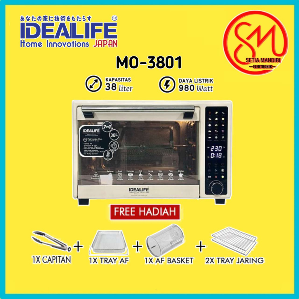 IDEALIFE - Multi Function Oven – Pemanggang Multi Fungsi - 38L - (MO-3801)