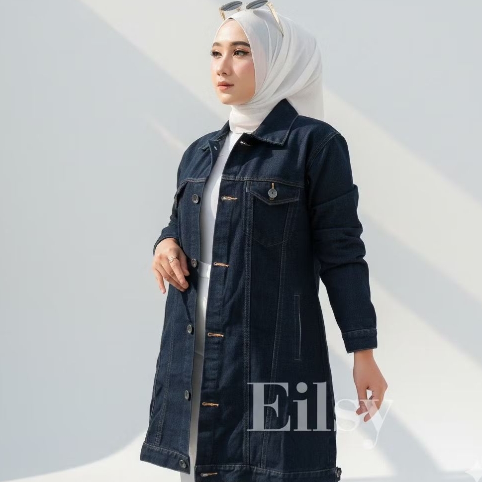 Jaket Jeans Wanita Jaket Tunik Denim Jaket Mantel