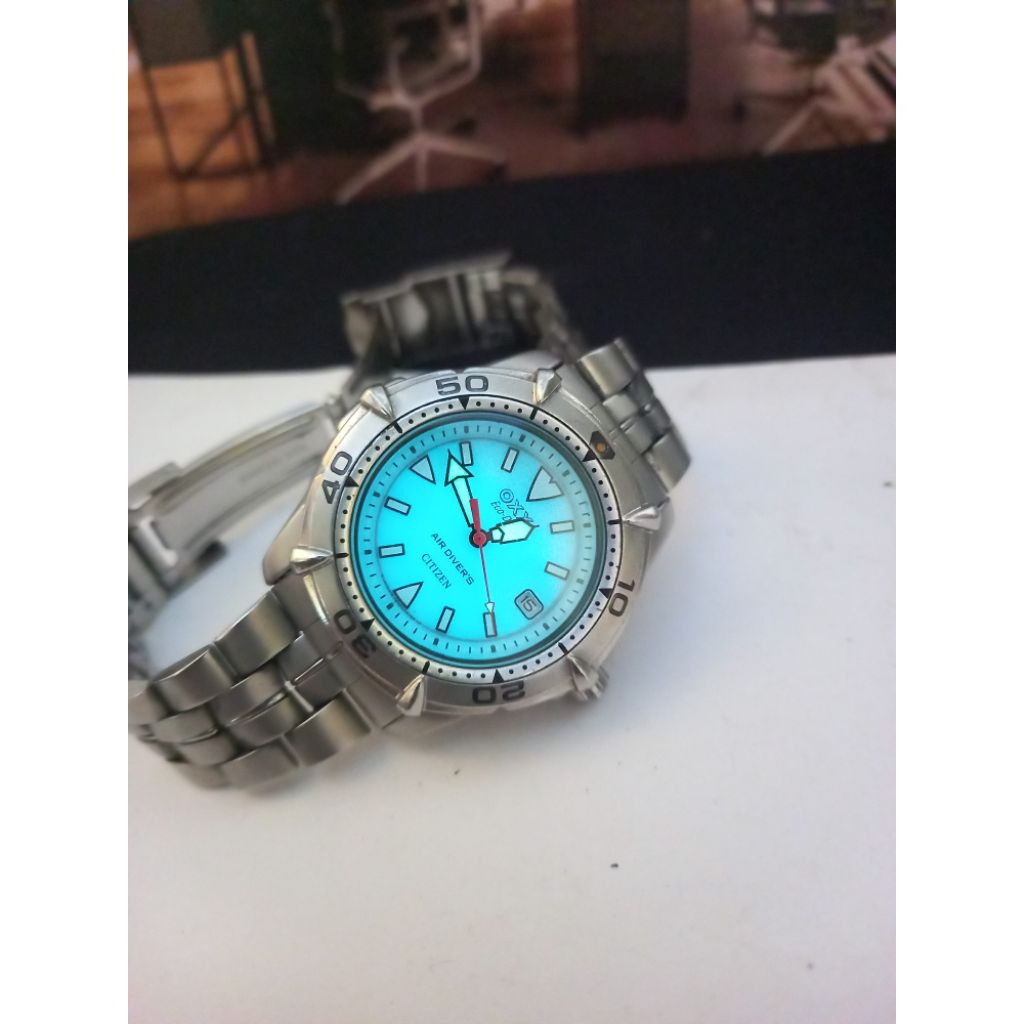 jj03390 jam tangan citizen eco drive oxy diver full lumed dial