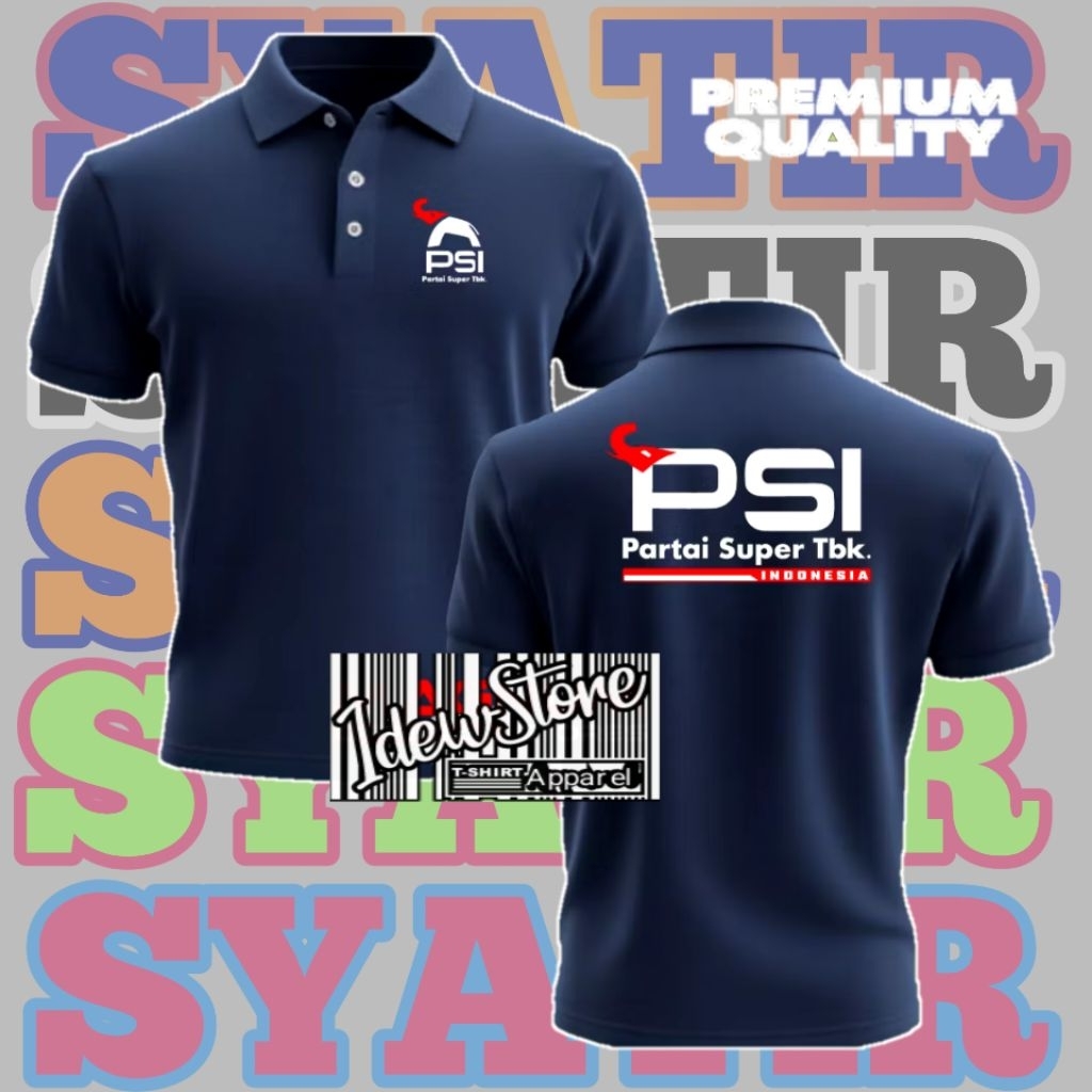 Custom kaos kerak kancing Kaos Kerah Partai PSI / Logo Gajah Baju PSI Custome kaos kerah kancing bis