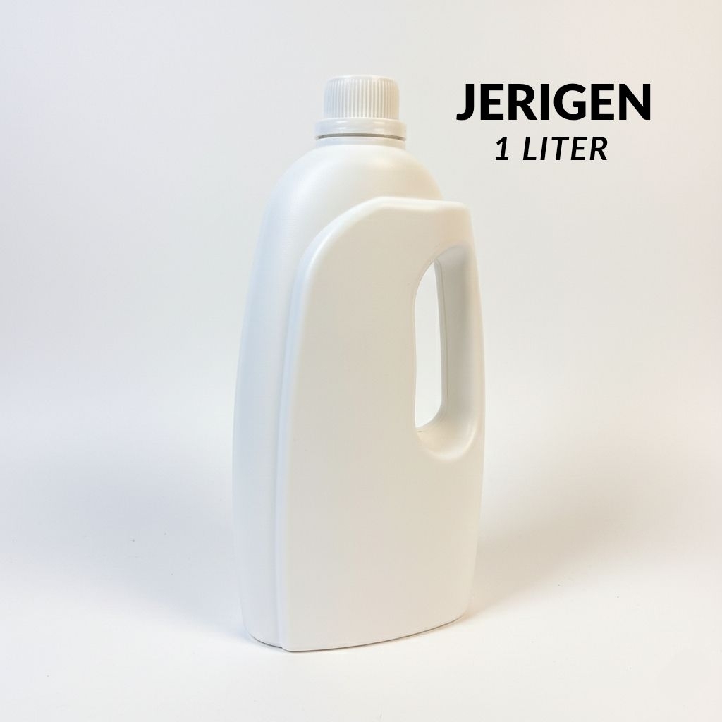 Jerigen 1 Liter Putih gagang samping - jerigen softener - jerigen detergen - jerigen kosong isi ulan