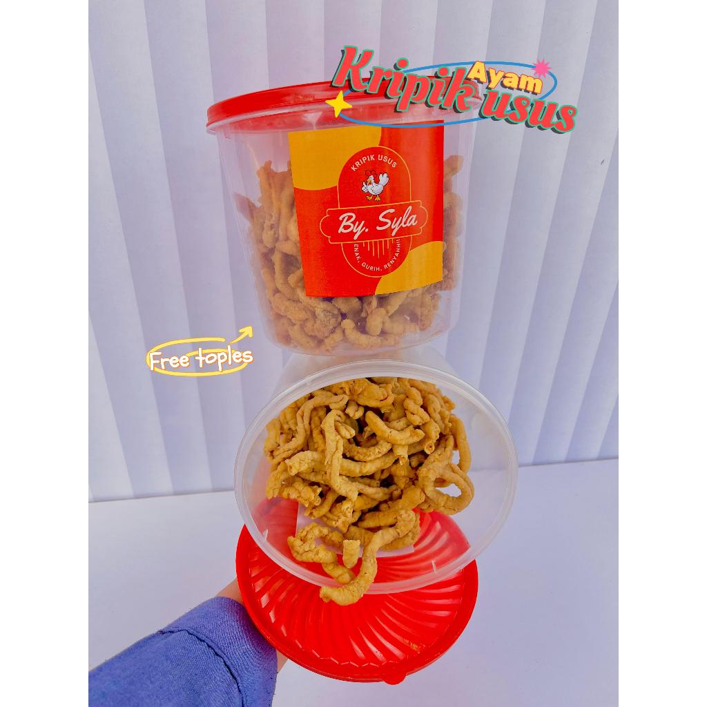 Keripik Usus Crispy | Usus Ayam Goreng toples 1,5L berat -+400gr/Keripik Usus Goreng - toplesan -+40