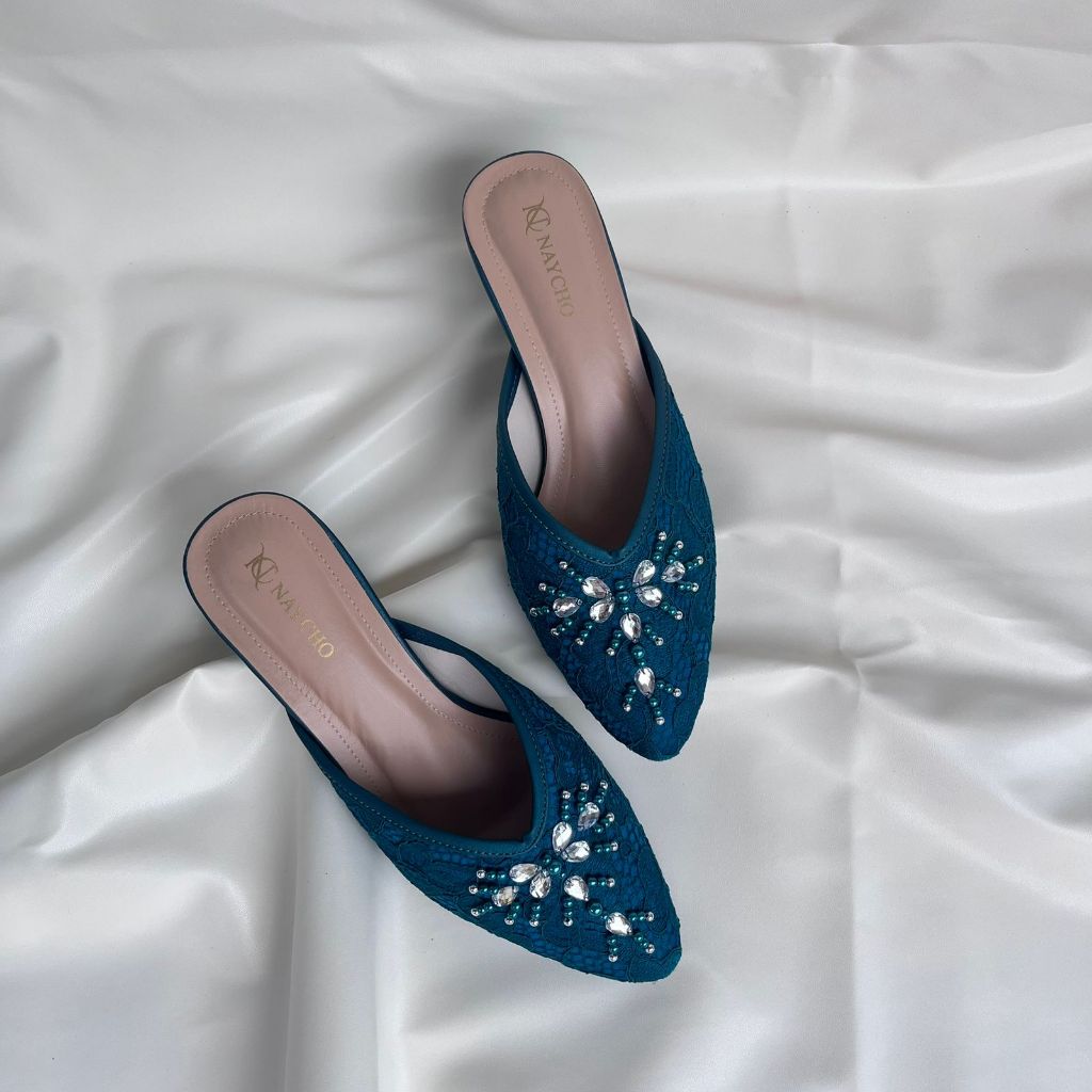 NAYCHO-Sandal Wedding Shoes Wanita Brukat Payet Premium 5CM
