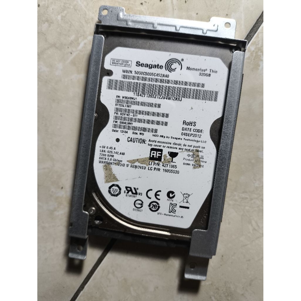 HDD COPOTAN LAPTOP 320 GB SENTINEL 100%