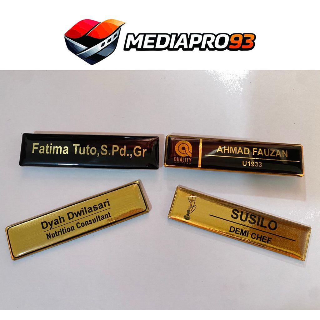 Nametag | Papan Dada | Papan Nama | Nama Dada Custum Akrilik Gold Berkualitas