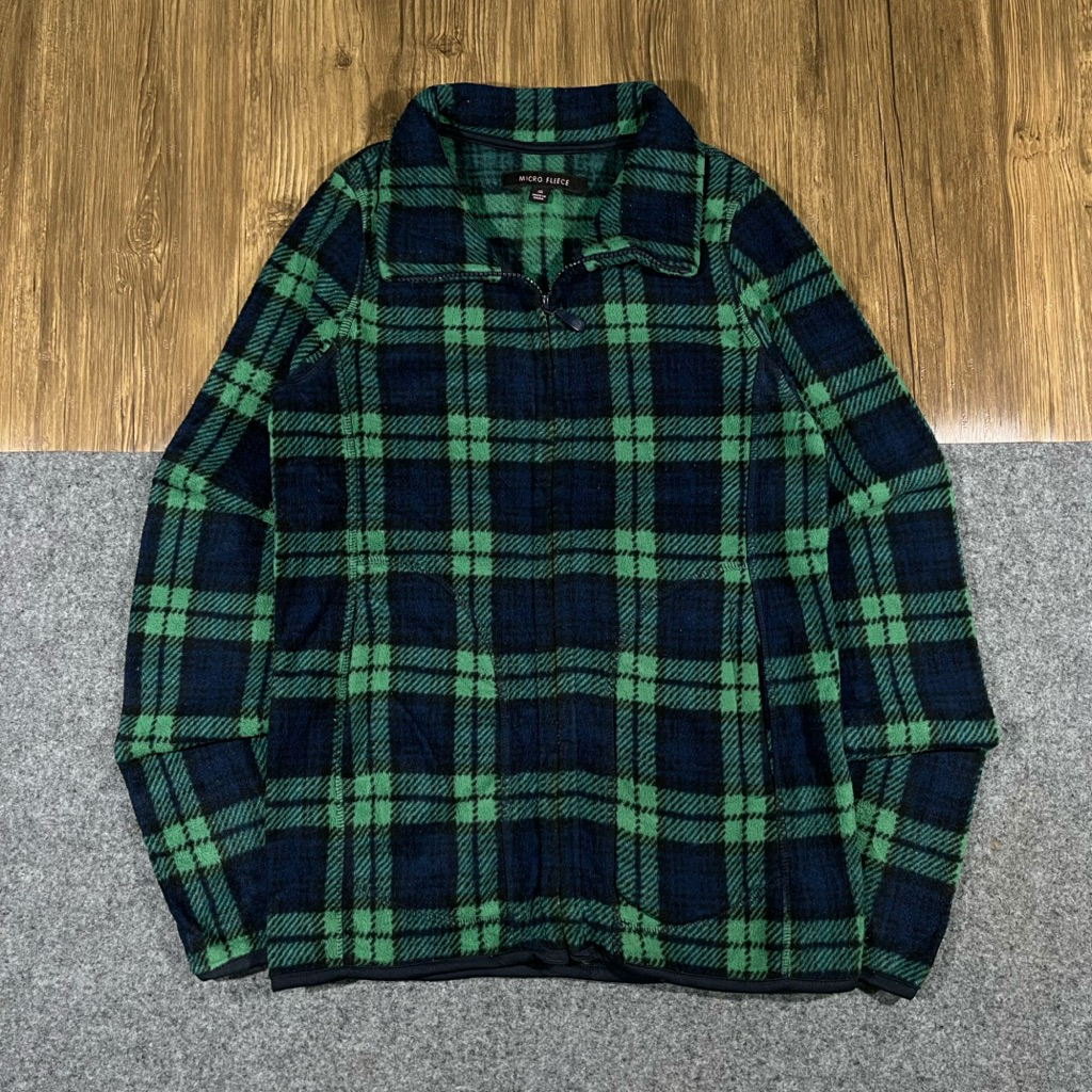 Jaket fleece tartan Uniqlo second