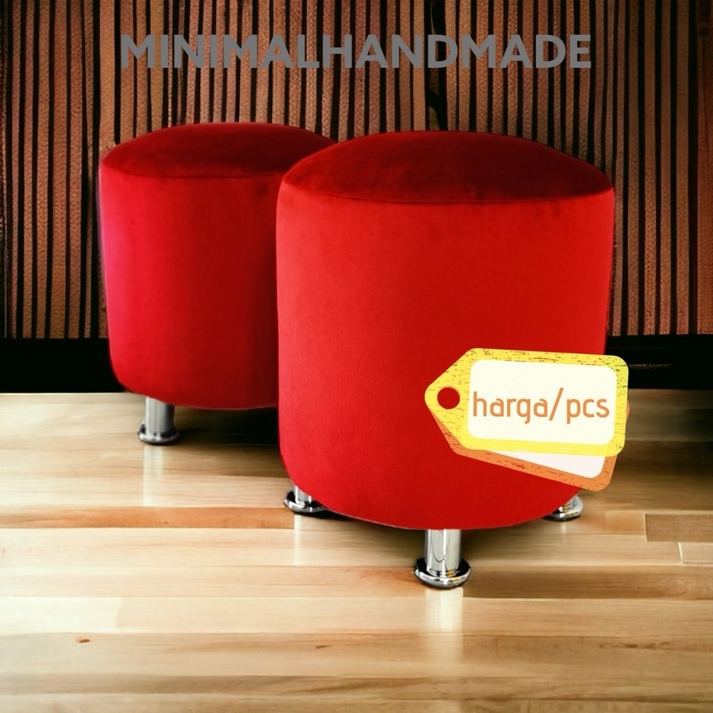 sofa bulat, stool puff, kursi bulat bahan kain bludru Semua varian ready