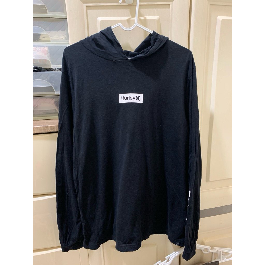 Hurley Hoodie Kaos Lengan Panjang Hitam Original Unisex L