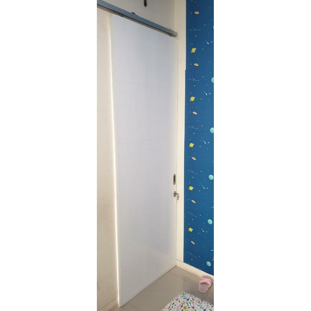 Pintu Angzdoor HDF Groove HoneyComb Tinggi 240cm - Pintu Sliding - Pintu Geser - Fullset Lengkap