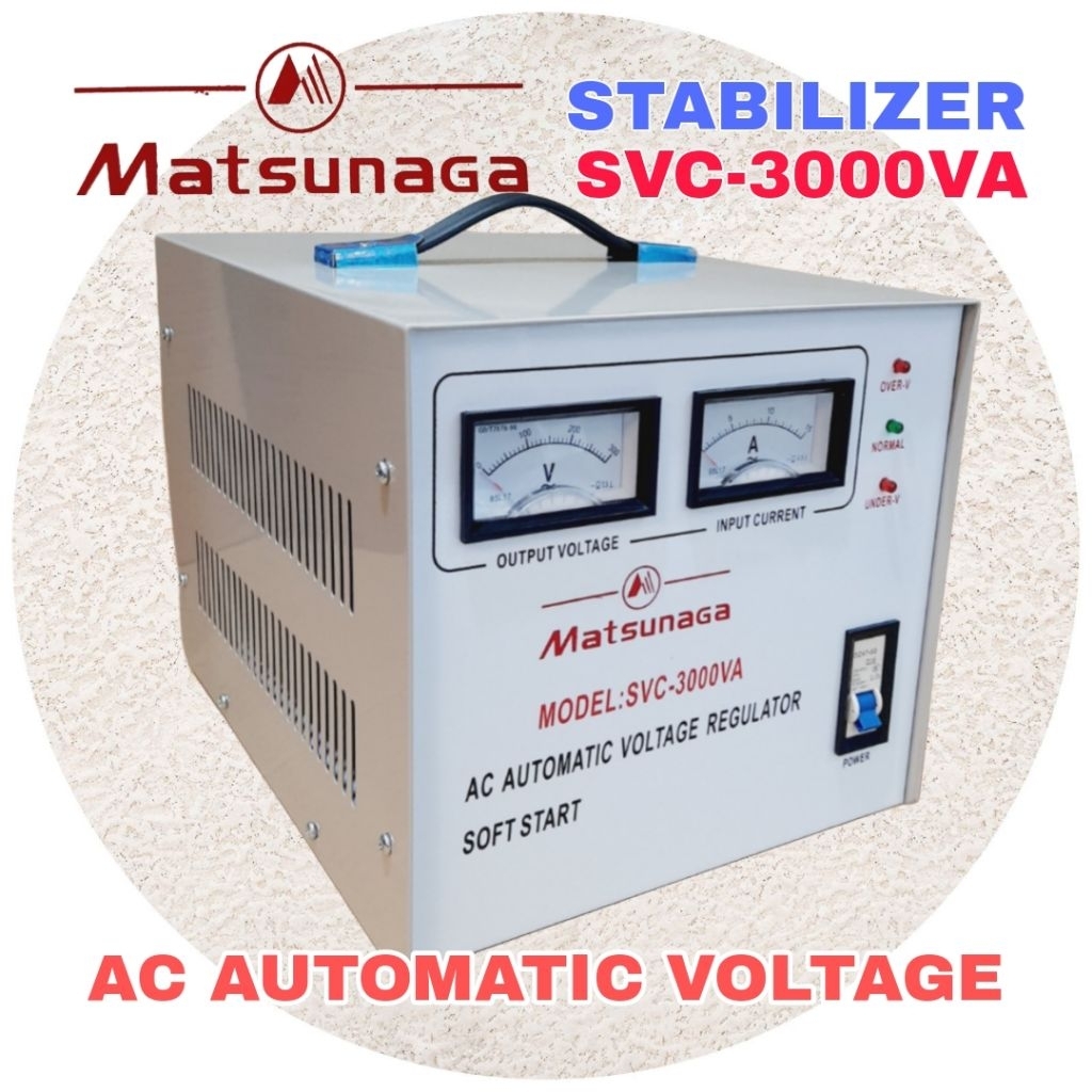 Matsunaga Stabilizer SVC-3000VA AC Automatic Voltage Regulator dengan Soft Star untuk Perlindungan L