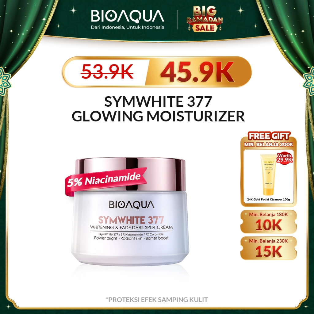 BIOAQUA Moisturizer SymWhite 377 Cream Pemutih Wajah 50g Krim Penghilang Flek Hitam Di Wajah Whiteni
