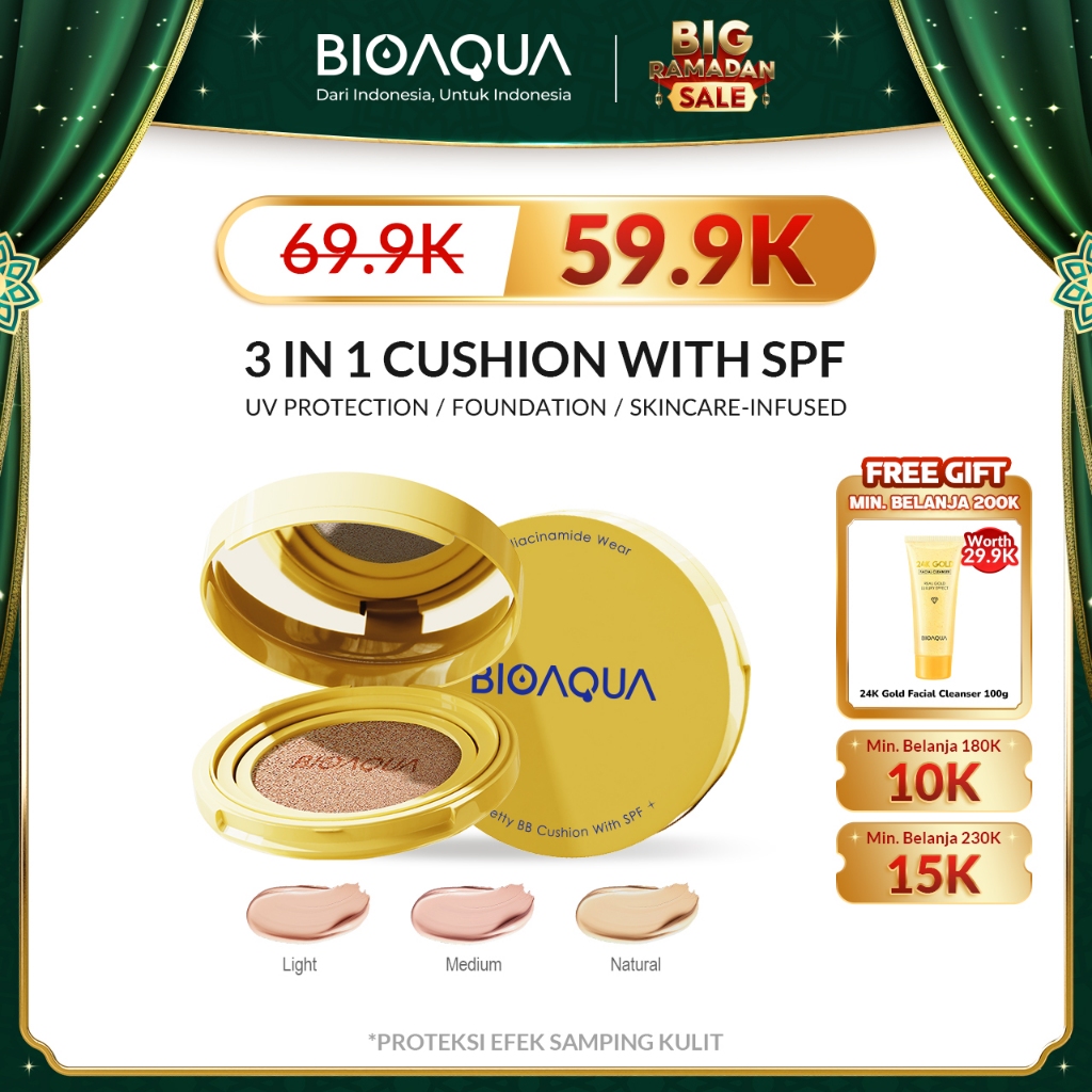 BIOAQUA Cushion Niacinamide Wear Pretty BB Cushion With SPF Oil-Control Waterproof Sweatproof Medium