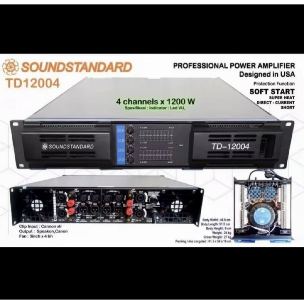 POWER AMPLIFIER SOUNDSTANDARD TD-12004 / TD-12004 4CH 4X1200 WATT